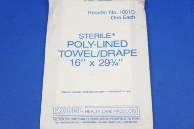 EXCEL 1001G Sterile Poly-Lined Towel/Drape 16